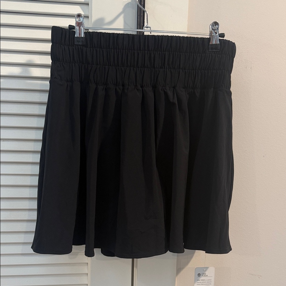 CRZ YOGA Black Circle Skirt with Elastic Waist